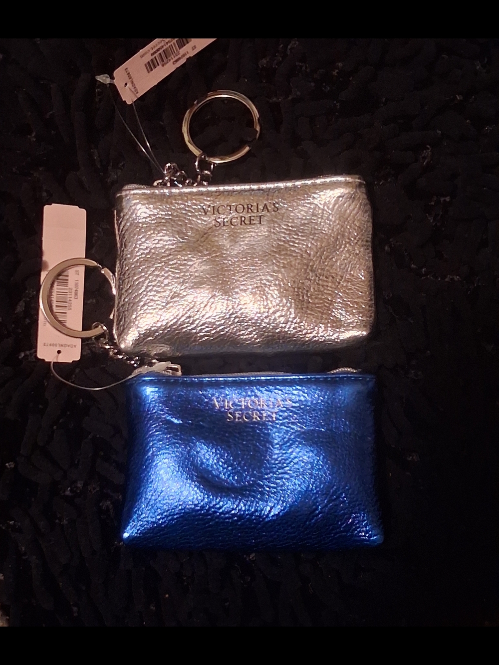 Victoria's Secret Silver & Blue Metallic Key Pouch Set
